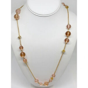 J. Crew Peach & Crystal Rondell Beaded Necklace